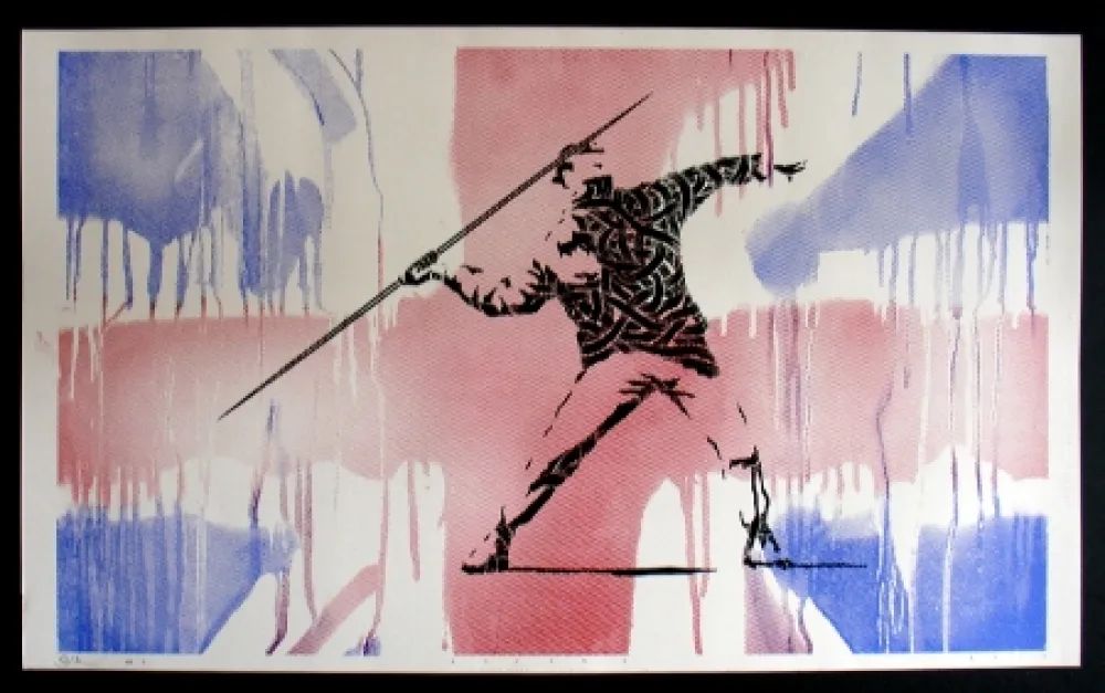 Zeefdruk Schade - Bansky UK Flag
