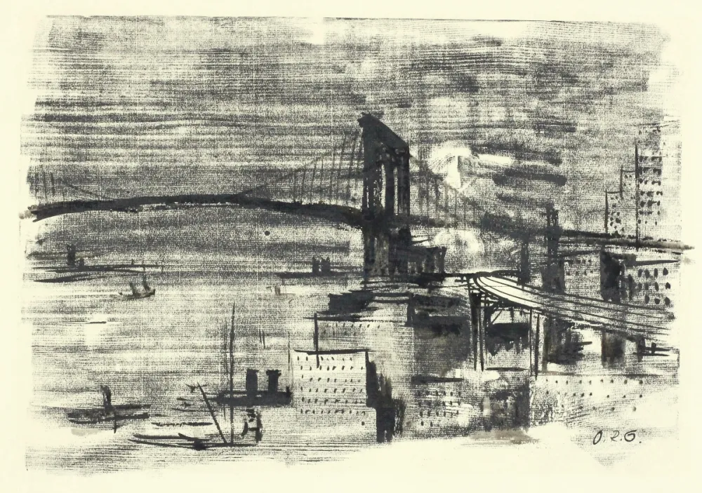 Houtsnede Schatz - Brooklyn Bridge