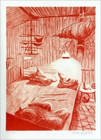 Lithografie Schelde - Bedroom ships