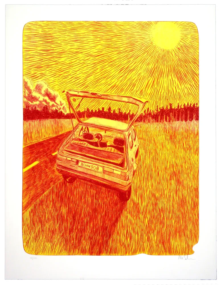 Lithografie Schelde - Car