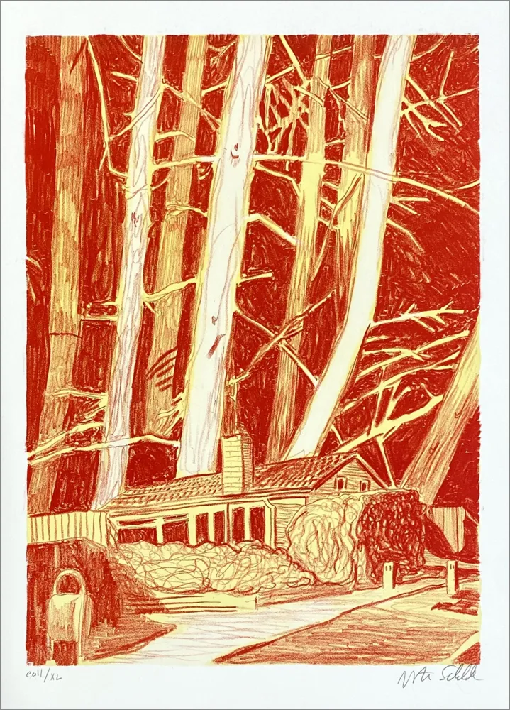 Lithografie Schelde - House in the woods