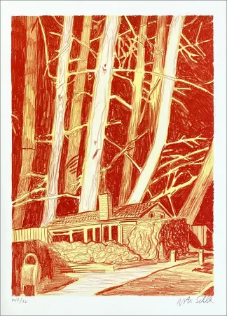 Lithografie Schelde - House in the woods