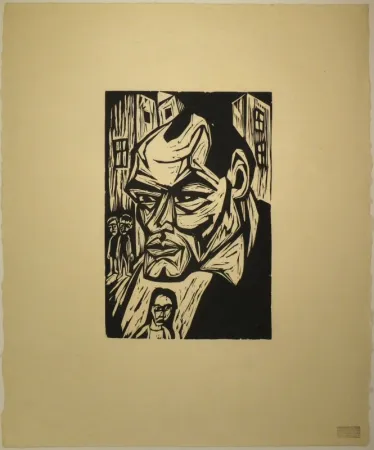 Houtsnede Scherer - Porträt Otto Rühle