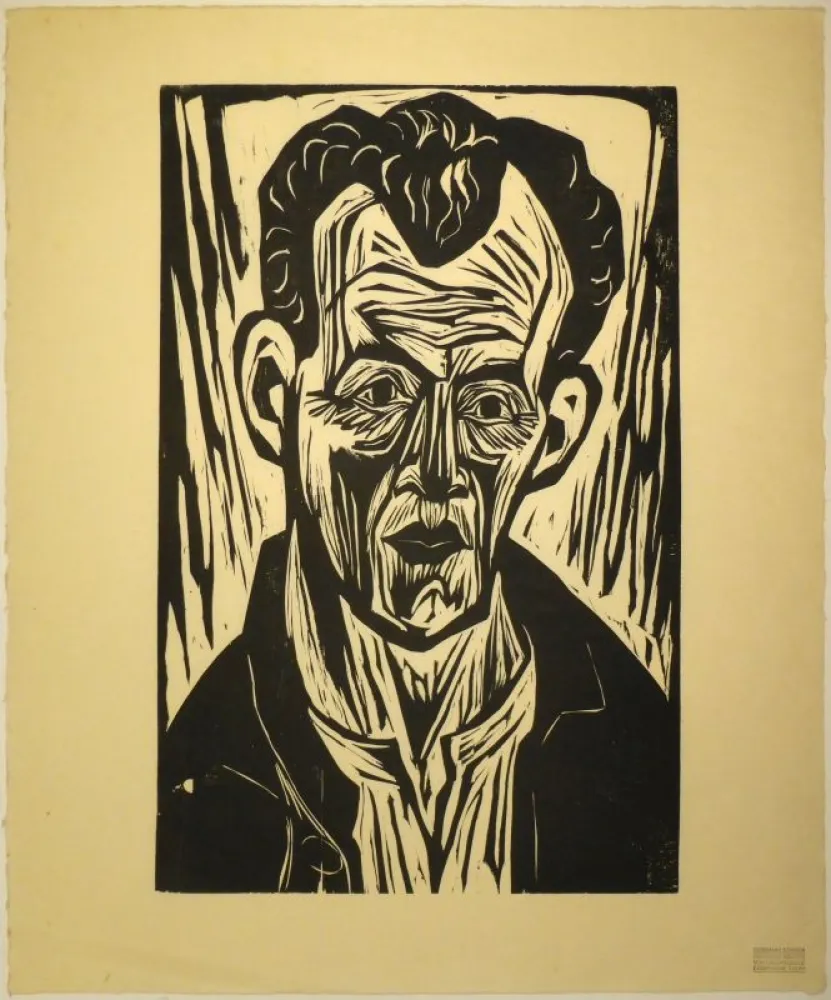 Houtsnede Scherer - Porträt Paul Camenisch