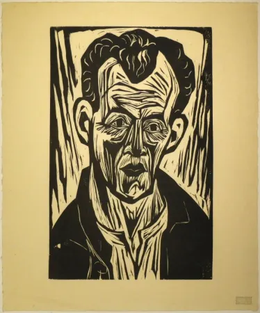 Houtsnede Scherer - Porträt Paul Camenisch