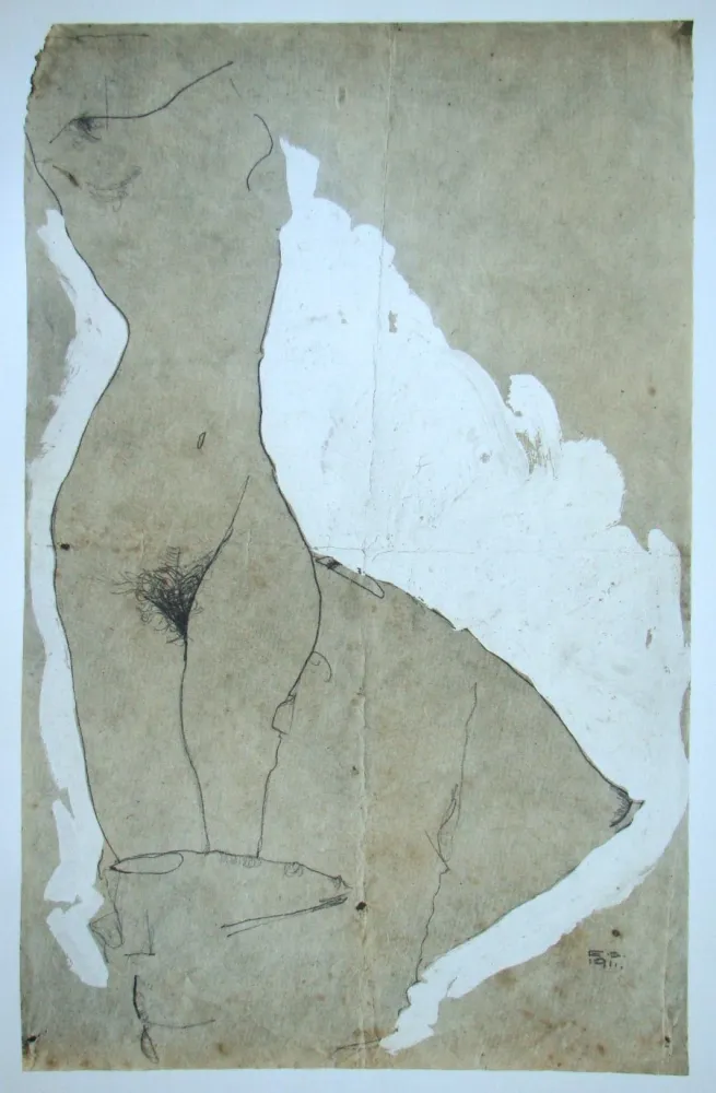Zeefdruk Schiele (After) - Weiblicher Torso