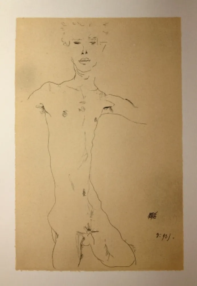 Lithografie Schiele - AUTOPORTRAIT / SELF-PORTRAIT - Lithographie / Lithograph - 1912