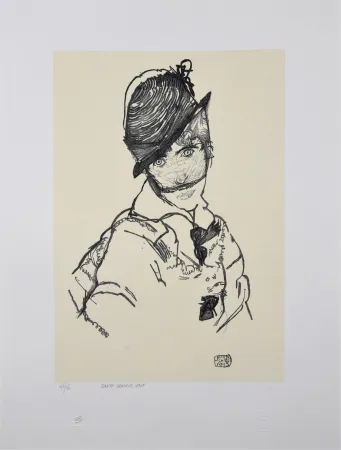 Lithografie Schiele - EDITH SCHIELE, 1915