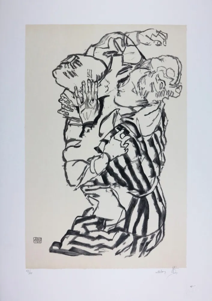 Lithografie Schiele - EDITH SCHIELE and nephew / EDITH SCHIELE und Neffe / EDITH SCHIELE & son neveu - 1915