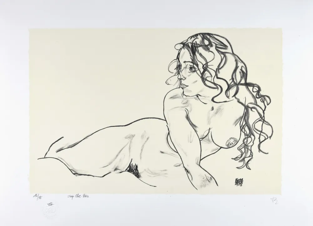 Lithografie Schiele - La fille aux cheveux longs, 1918 | The girl with long hair, 1918