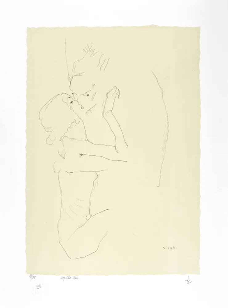 Lithografie Schiele - Le baiser, 1911 | The kiss, 1911