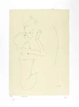 Lithografie Schiele - Le baiser, 1911 | The kiss, 1911