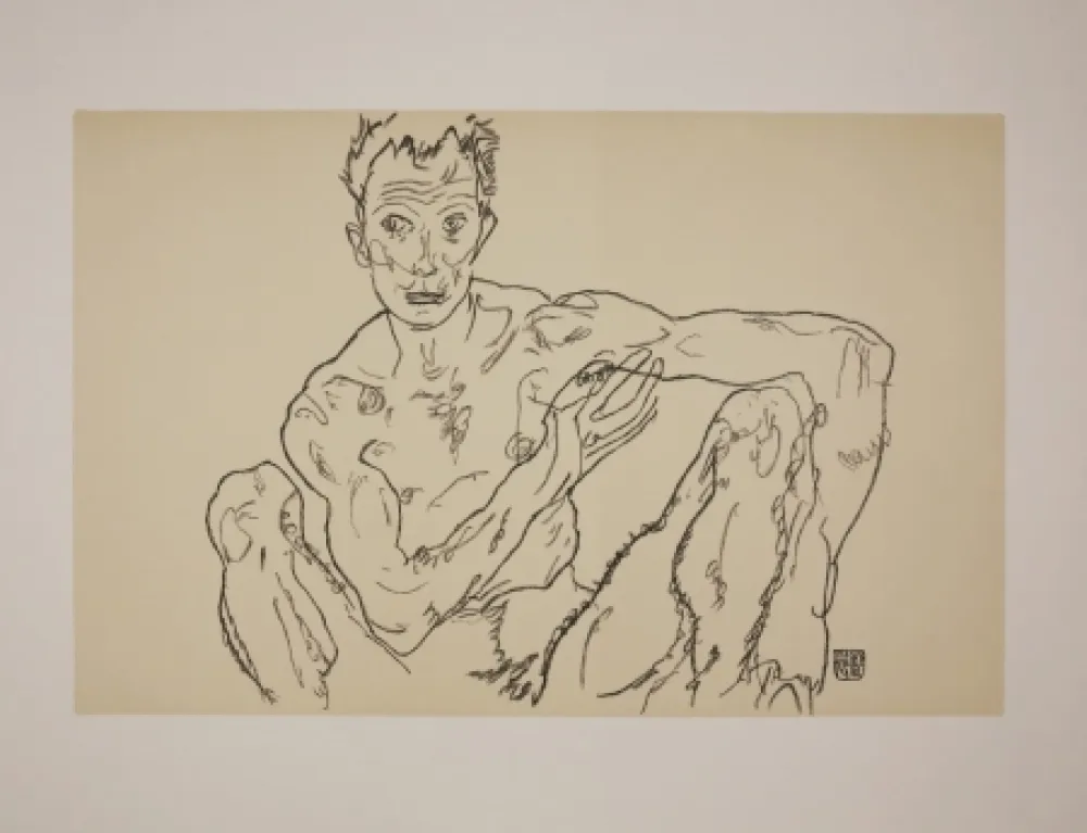 Lithografie Schiele - LE DERNIER AUTOPORTRAIT / THE LAST SELF-PORTRAIT - 1918
