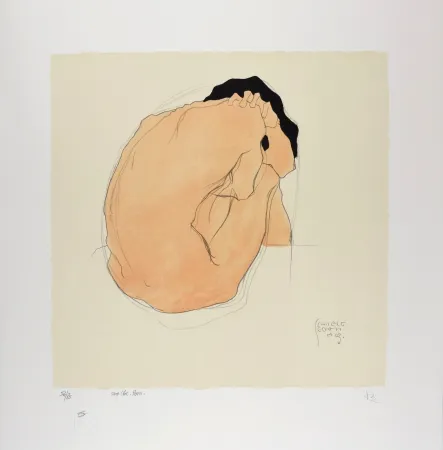 Lithografie Schiele - L'Homme aux cheveux noirs, 1909 | Black-Haired Man, 1909