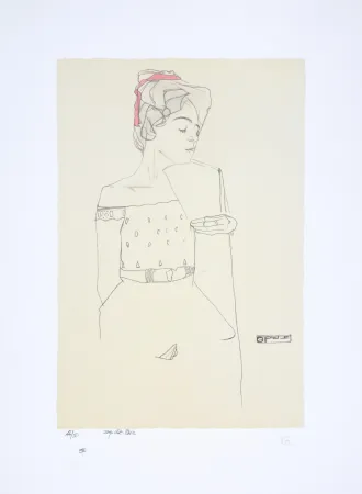 Lithografie Schiele - Portrait de Gerti Schiele, 1909 I Portrait of the Artist's Sister Gerti, 1909 