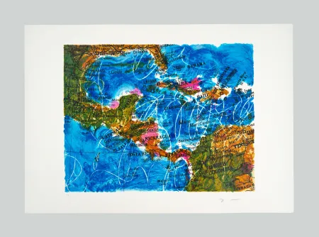 Zeefdruk Schifano - Cartina Caraibi