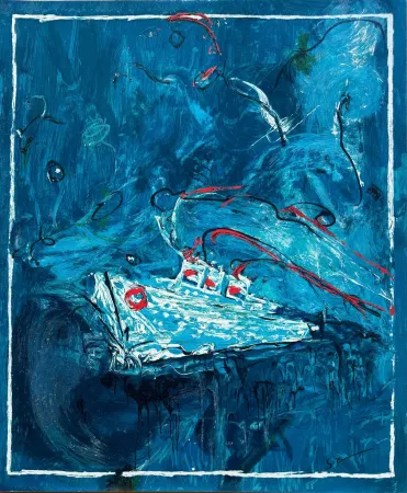 Zeefdruk Schifano - Mario Schifano (1934–1998) – Crociera – Textured enamel screen printing, 37-colour printing on Magnani di Pescia paper – 1988