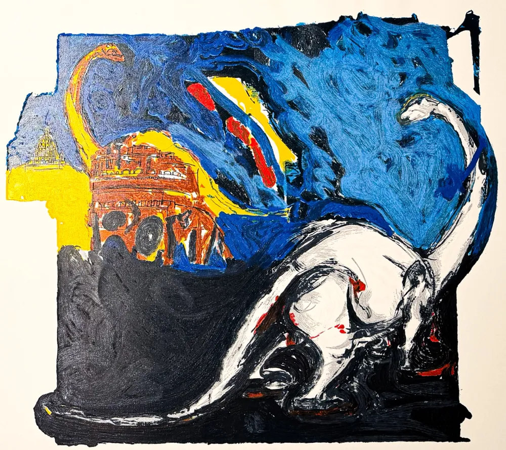 Zeefdruk Schifano - Mario Schifano (1934–1998) – Innocenza figurata – Lithograph with screen printing on paper – 1996