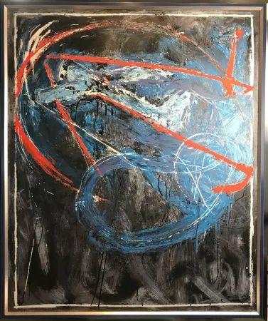 Zeefdruk Schifano - Mario Schifano ( 1934 - 1998 ) - NAVIGATORE NOTTURNO - hand-signed enamel screenprint in 45 colors - 1989