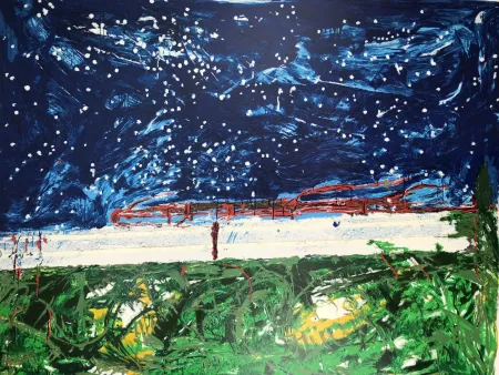 Zeefdruk Schifano - Mario Schifano (1934–1998) – TRENO GIAPPONESE – Enamel screen print in 48 colors on Magnani paper – 1989