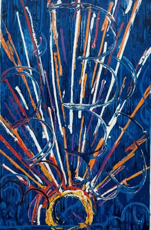 Zeefdruk Schifano - Nella vetrata blu