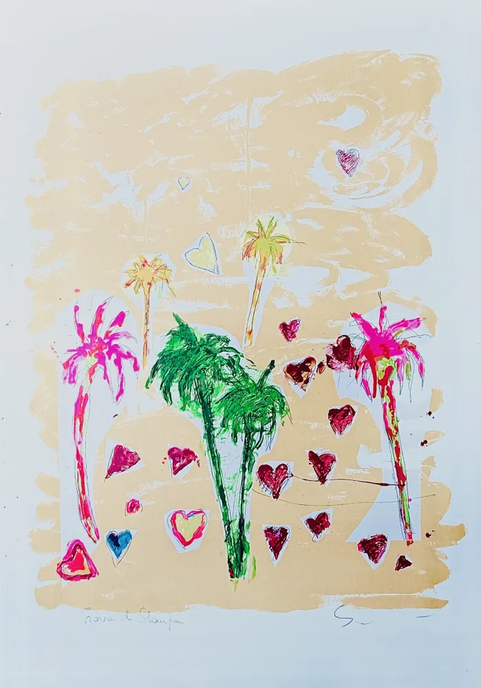 Zeefdruk Schifano - Palme e cuori