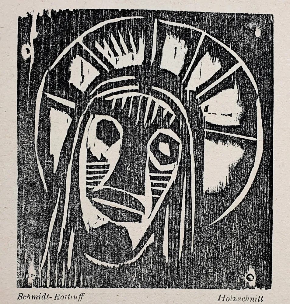 Houtsnede Schmidt-Rottluff - Christuskopf