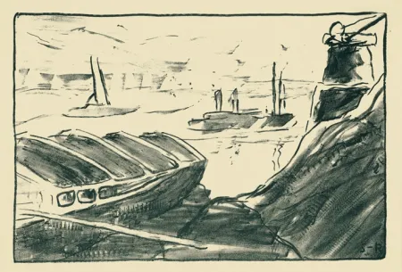 Lithografie Schmidt-Rottluff - Elbhafen