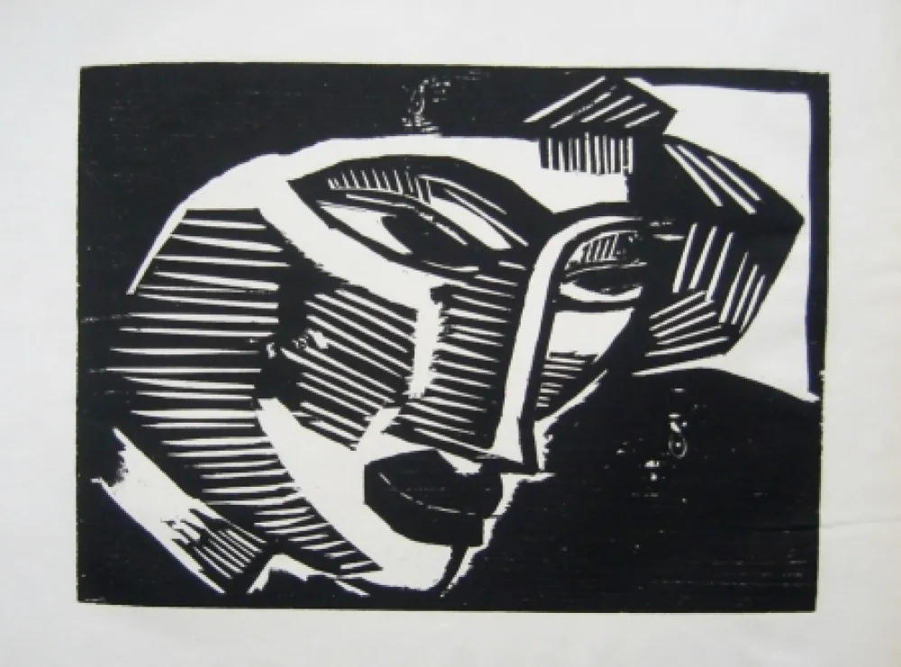 Houtsnede Schmidt-Rottluff - Frauenkopf (Woman's Head)