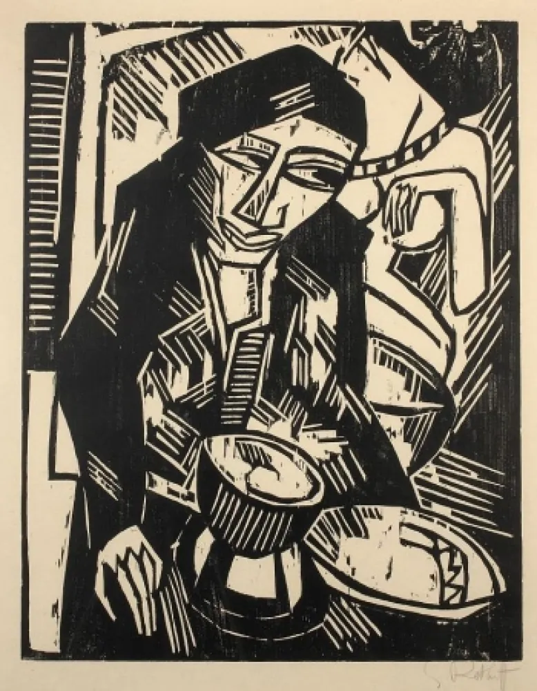 Houtsnede Schmidt-Rottluff - Melancholie
