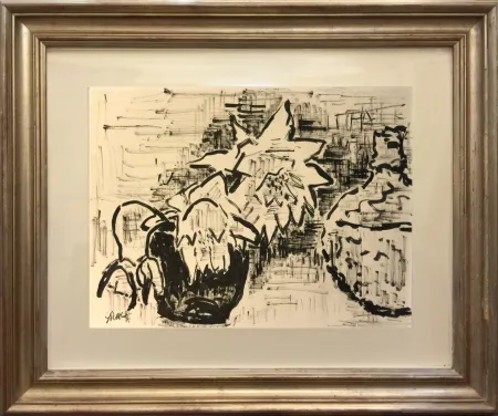 Geen Techniek Schmidt-Rottluff - Stilllife with Sunflowers ORIGINAL INK DRAWING