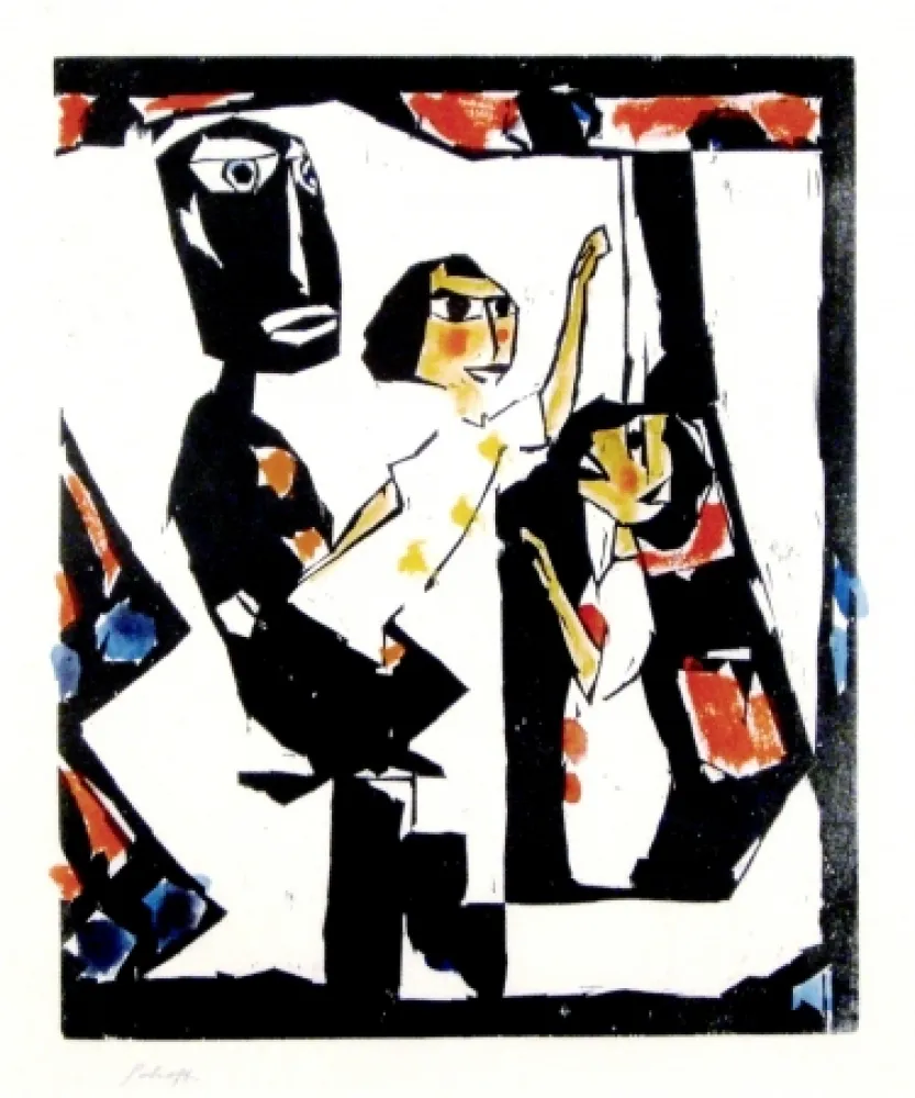 Houtsnede Schott - Thetaer (Theatre)