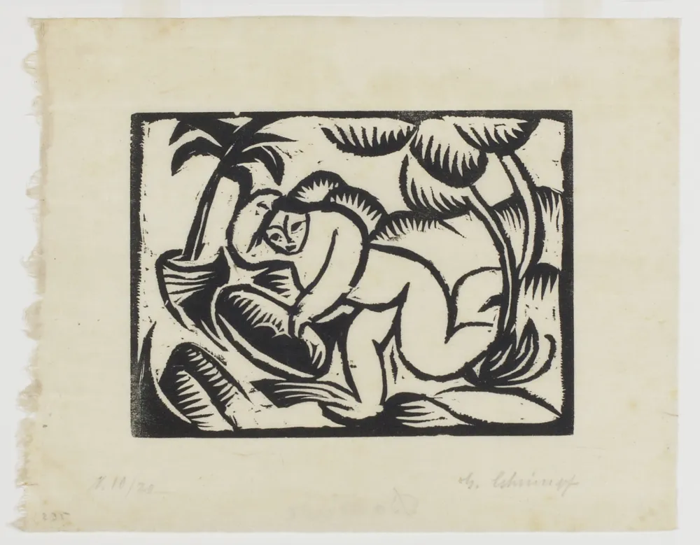 Houtsnede Schrimpf - Badende