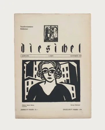 Houtsnede Schrimpf - Bildnis Maria Uhden (Portrait of Maria Uhden)