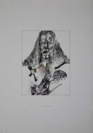 Lithografie Schwarz - Er ist tot (Hommage à Albrecht Dürer)