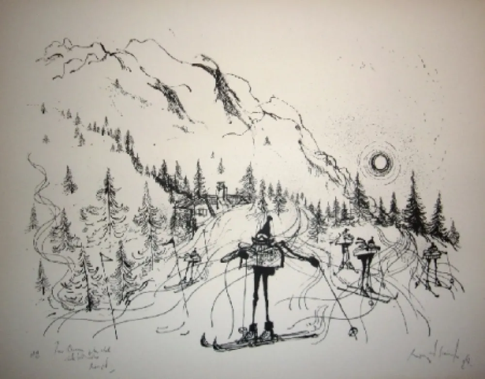 Lithografie Searle - Ski
