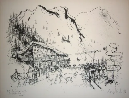 Lithografie Searle - Ski
