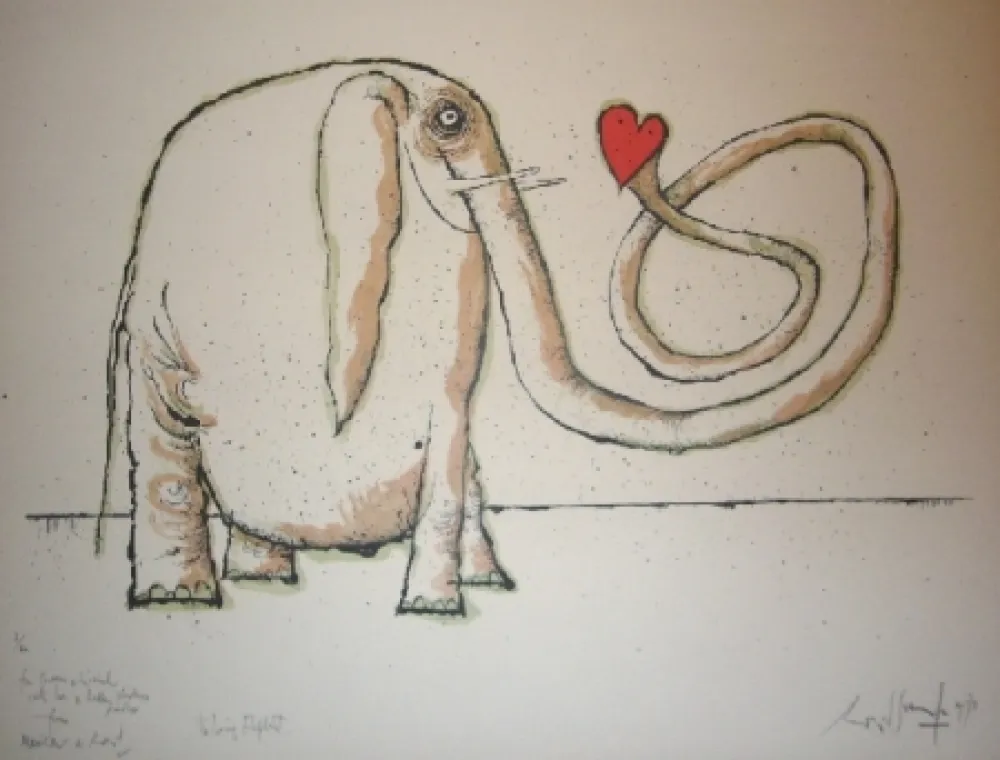 Lithografie Searle - The loving elephant