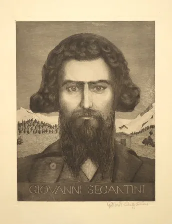 Gravure Segantini - Portrait Giovanni Segantini