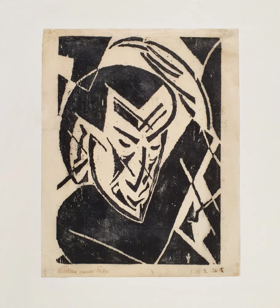 Houtsnede Seiwert - Kopf mit Hand (Head with Hand)