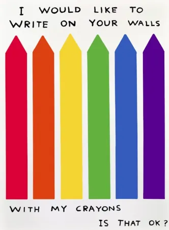 Geen Techniek Shrigley - I would like to write on your wall with my crayons is that OK?