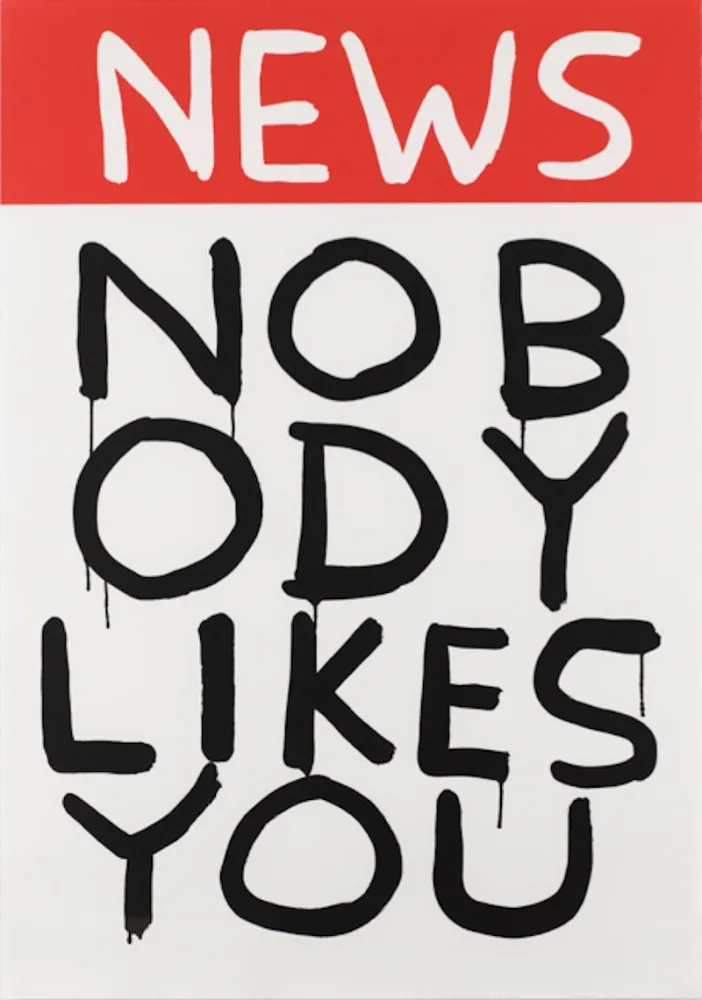Zeefdruk Shrigley - Untitled (News: Nobody Likes You)