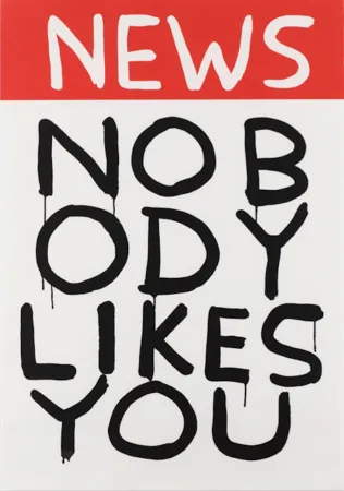Zeefdruk Shrigley - Untitled (News: Nobody Likes You)