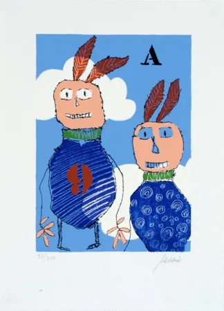 Zeefdruk Silvain - Deux indiens qui volent