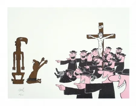 Lithografie Siné - Le curé et l'animiste