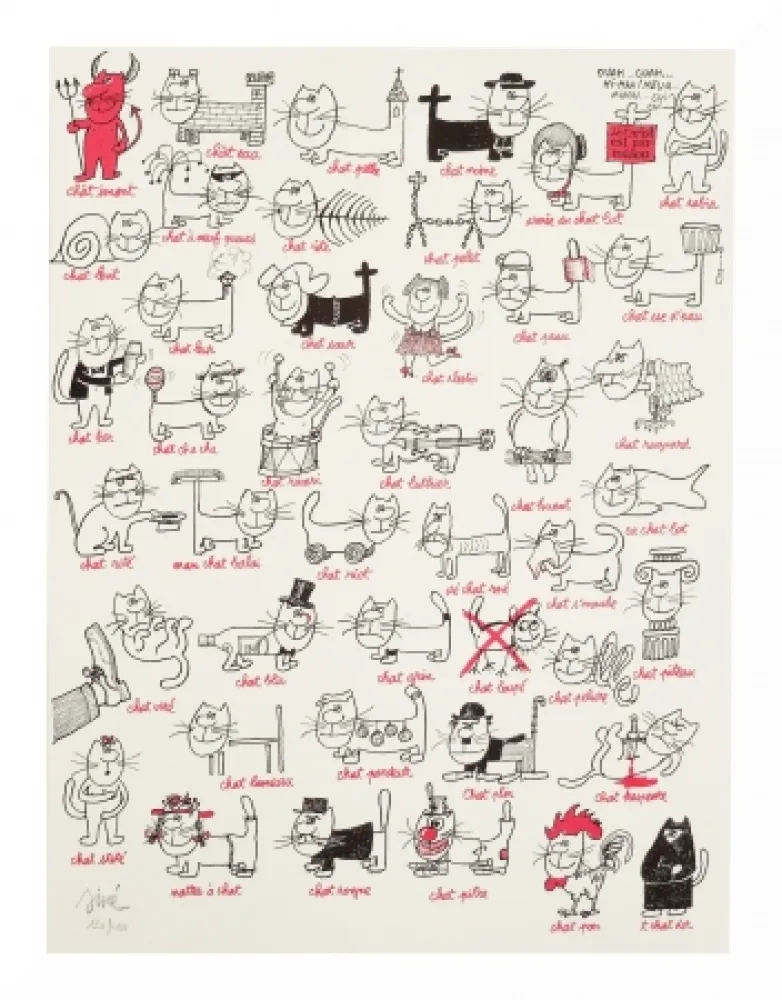 Lithografie Siné - Les chats