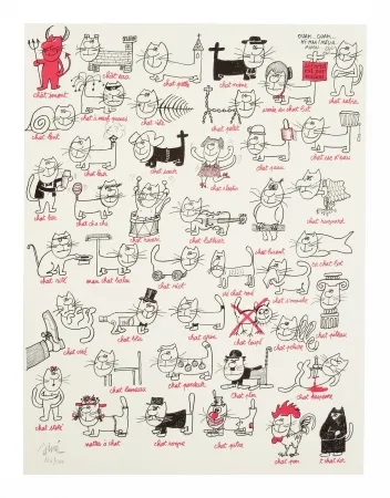Lithografie Siné - Les chats