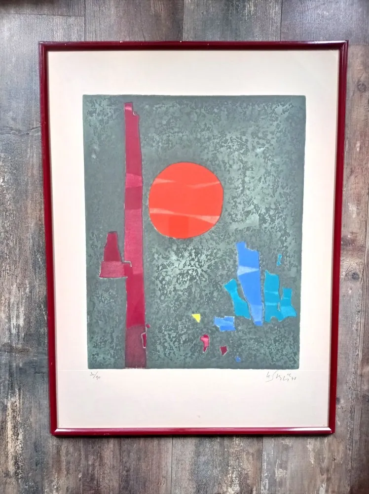Lithografie Singier - Beautiful Abstract Composition, Hand signed!