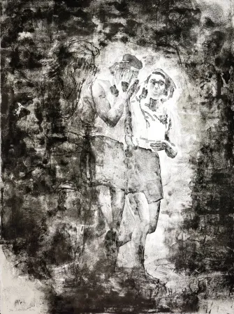 Lithografie Siversten - L'existant-Deux figures sortant