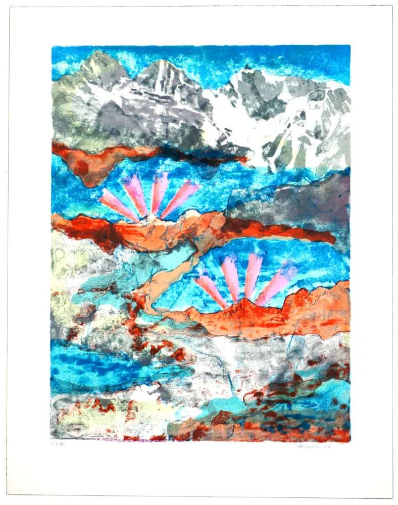 Lithografie Siversten - Mountain red